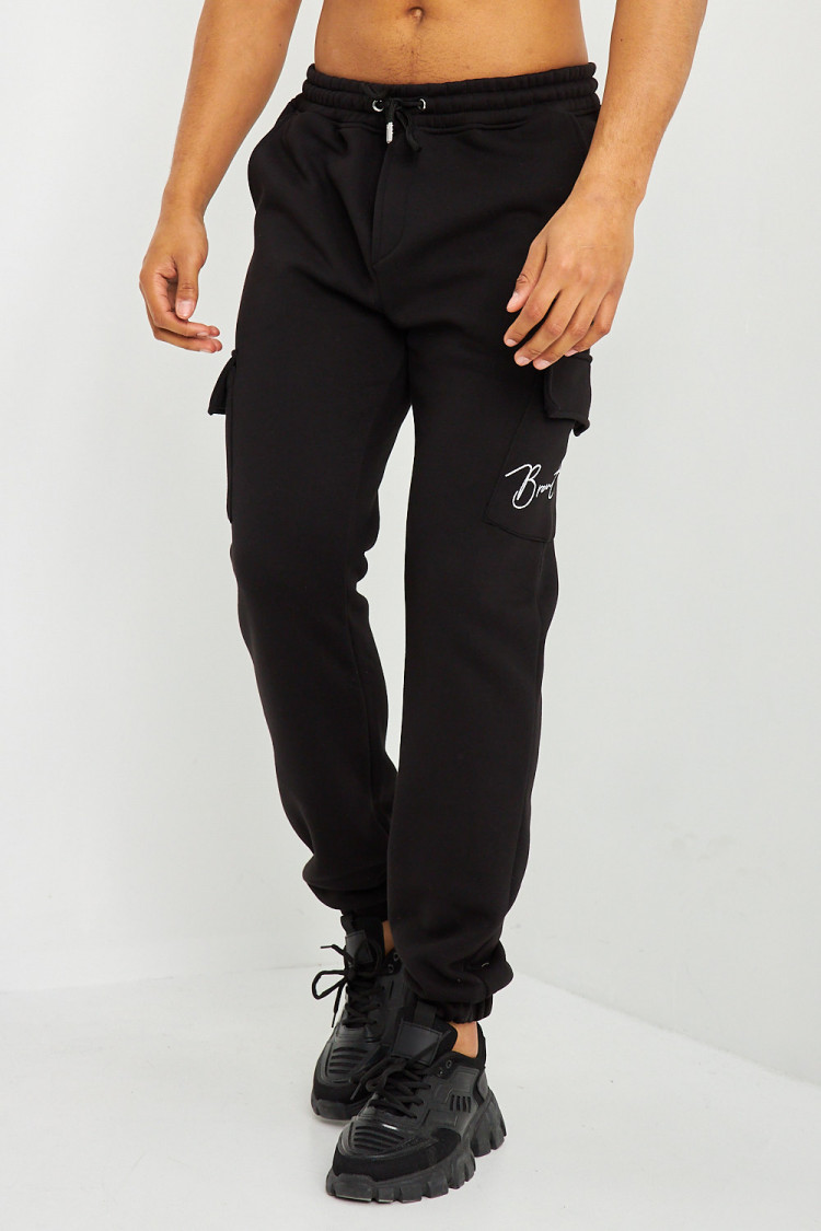 Pantalon de jogging noir poches cargo inscription Brentiny