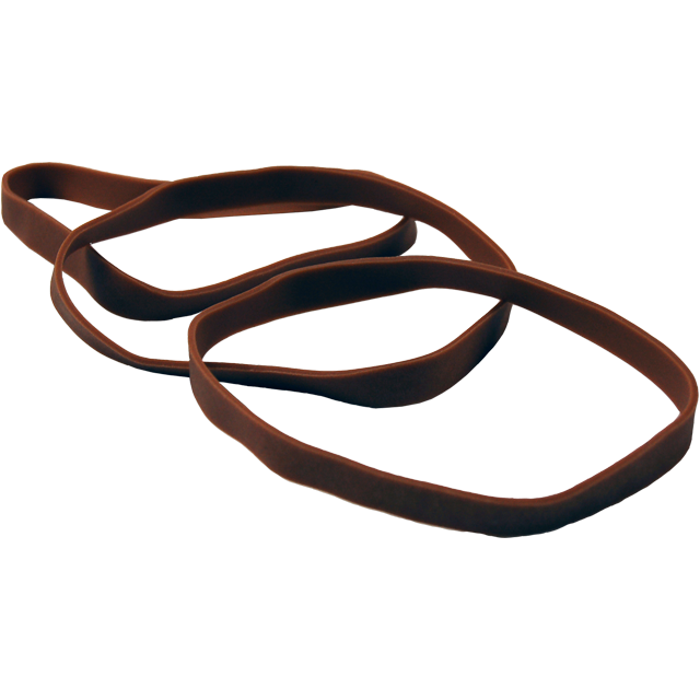 Elastiek, Postelastiek, rubber, nr. 28, 500gr, 155mm, ca. 120 stuks per doosje, bruin