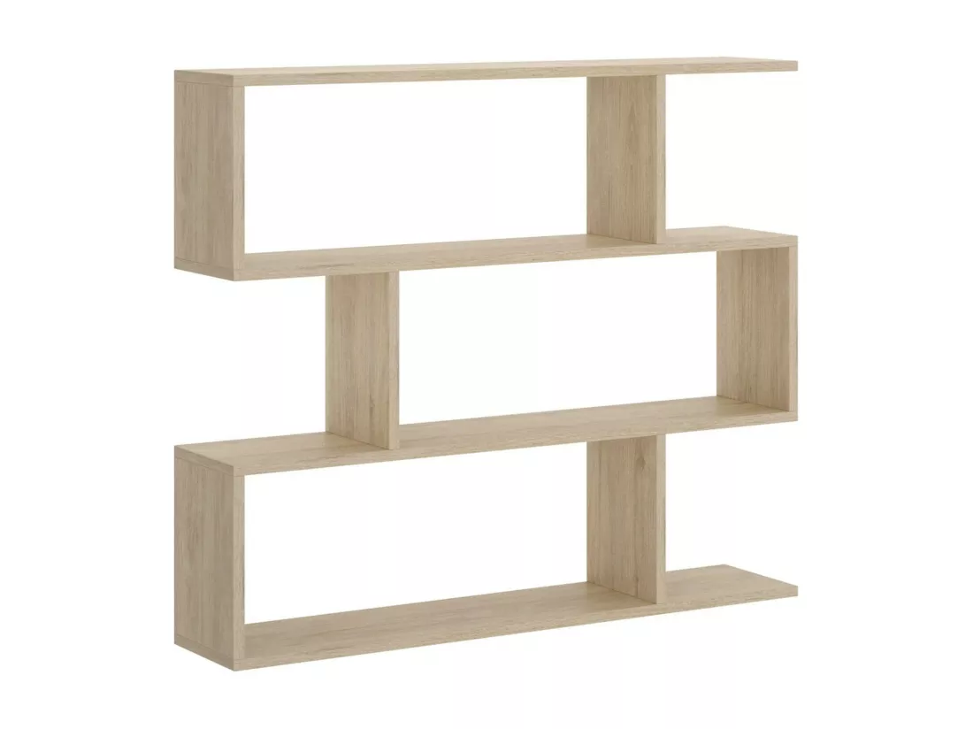 Bibliothèque Djovi, Etagère de bureau polyvalente, Bibliothèque avec 3 étagères, 110x25h96 cm, Chêne