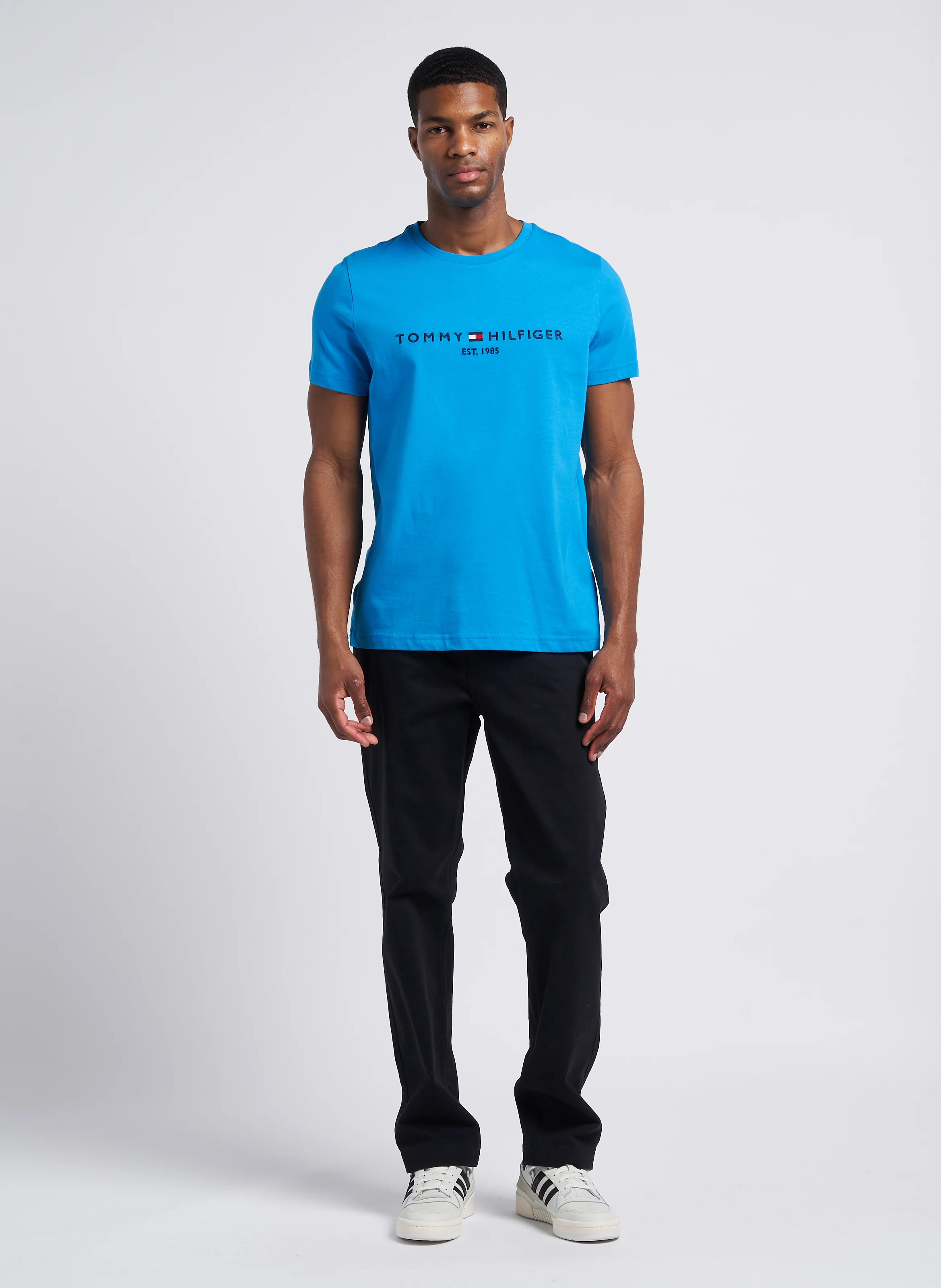 Pantalon slim en coton mélangé | Noir