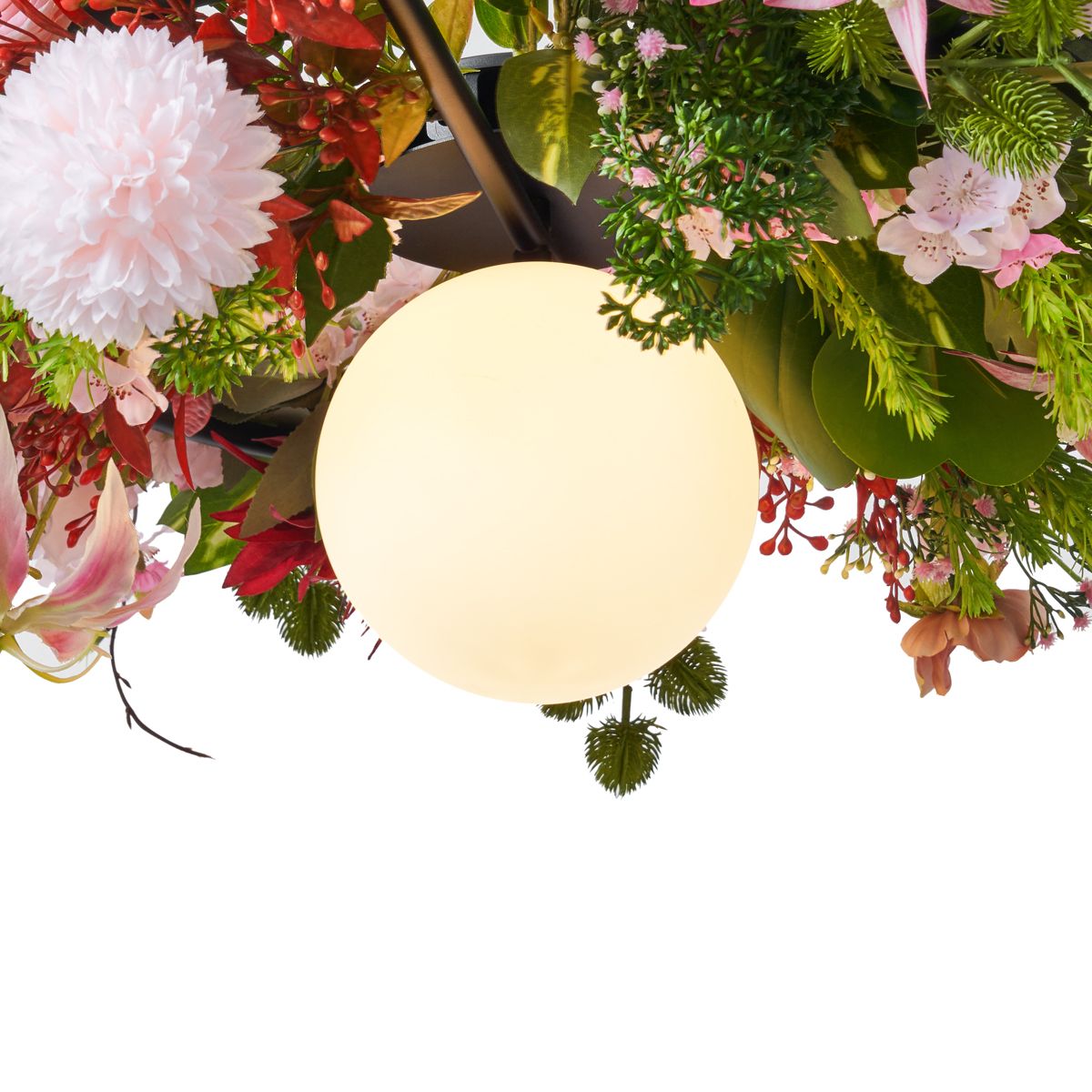 Bohemian hanglamp zwart met gekleurde bloemen rood en roze - Flower Power