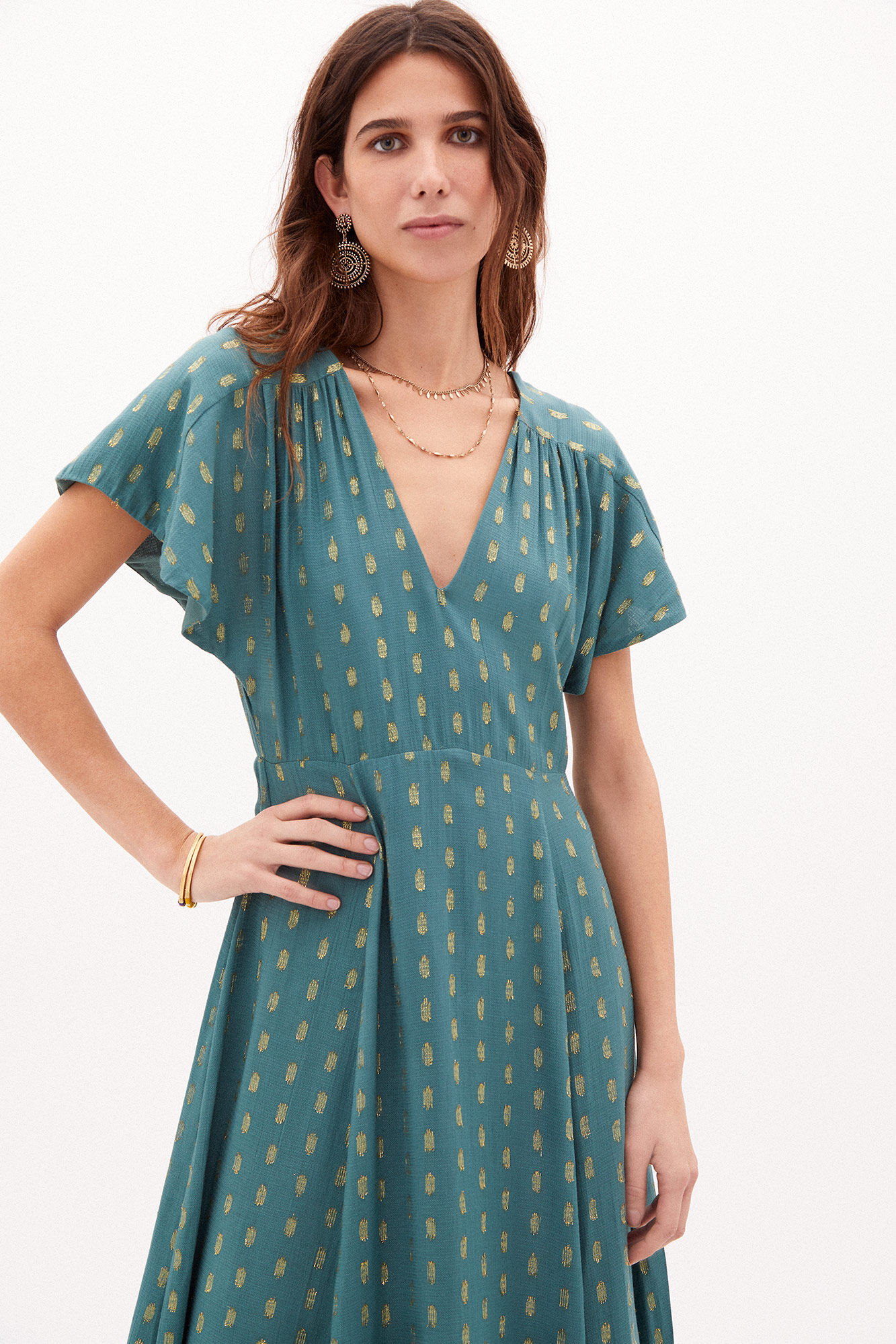 Vestido midi Sabrina Lurex - Verde