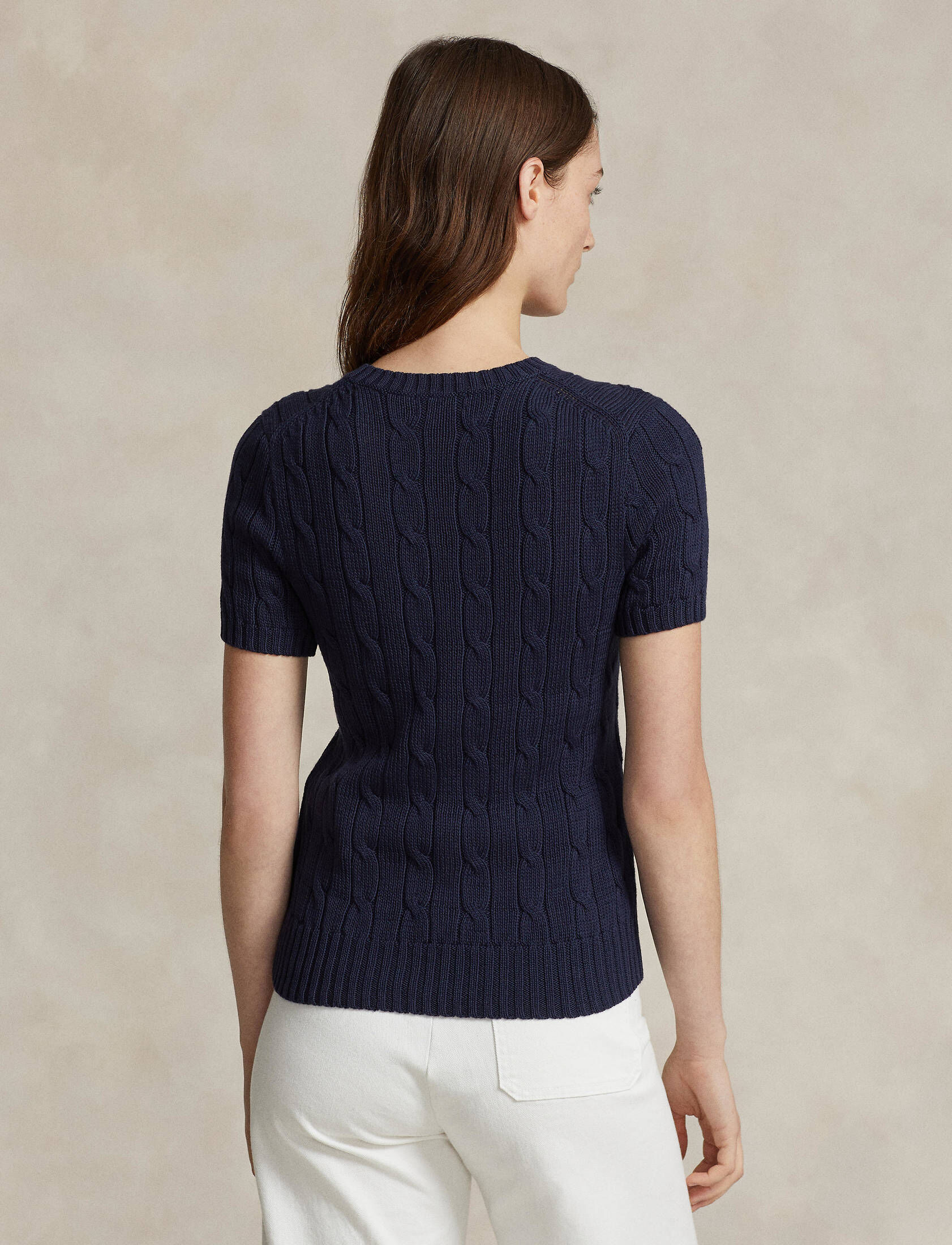 Polo Ralph Lauren| Damen Strickpullover aus Baumwolle Kurzarm