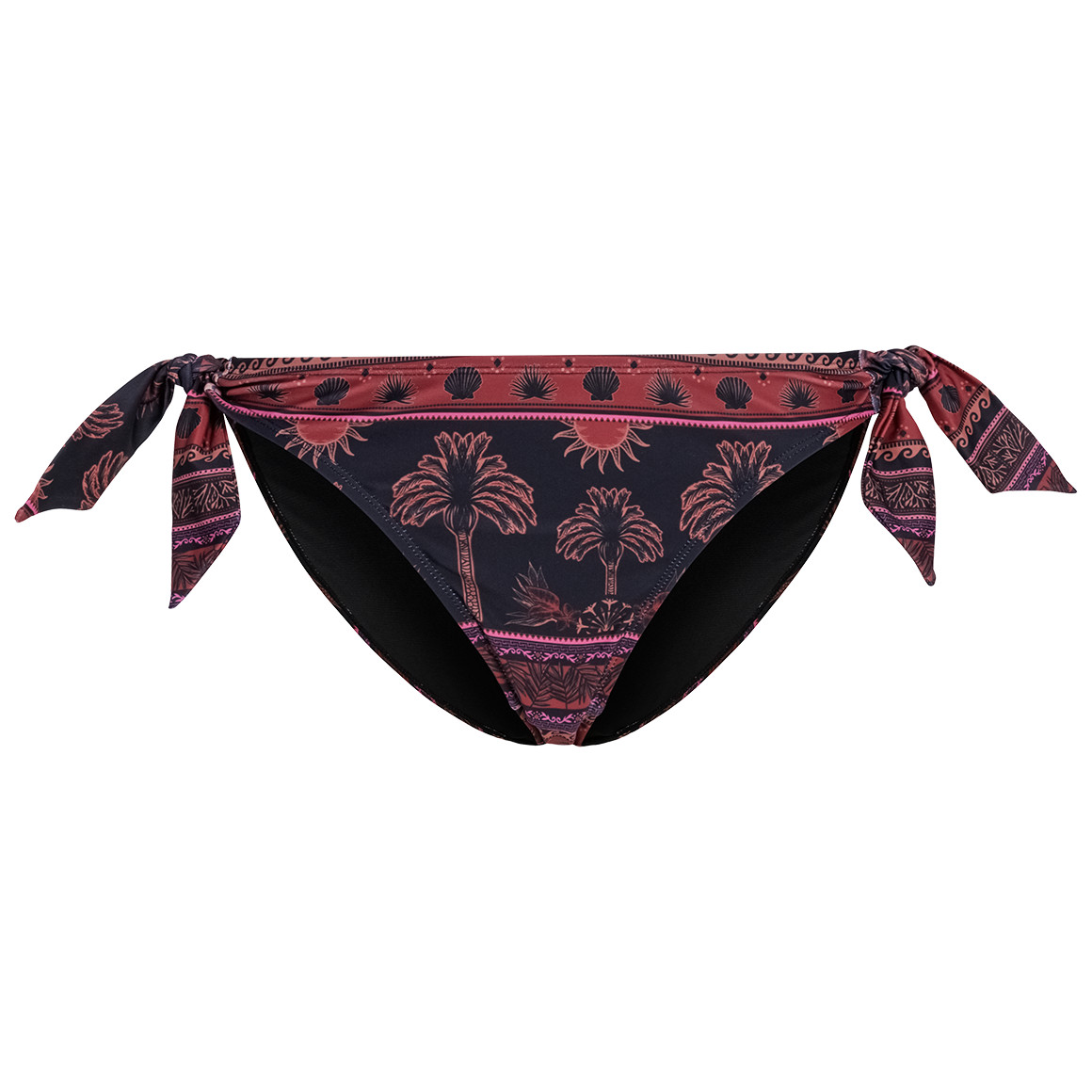 Gina Benotti Damen Bikinislip mit Palmen-Print schwarz / dunkelrot / pink