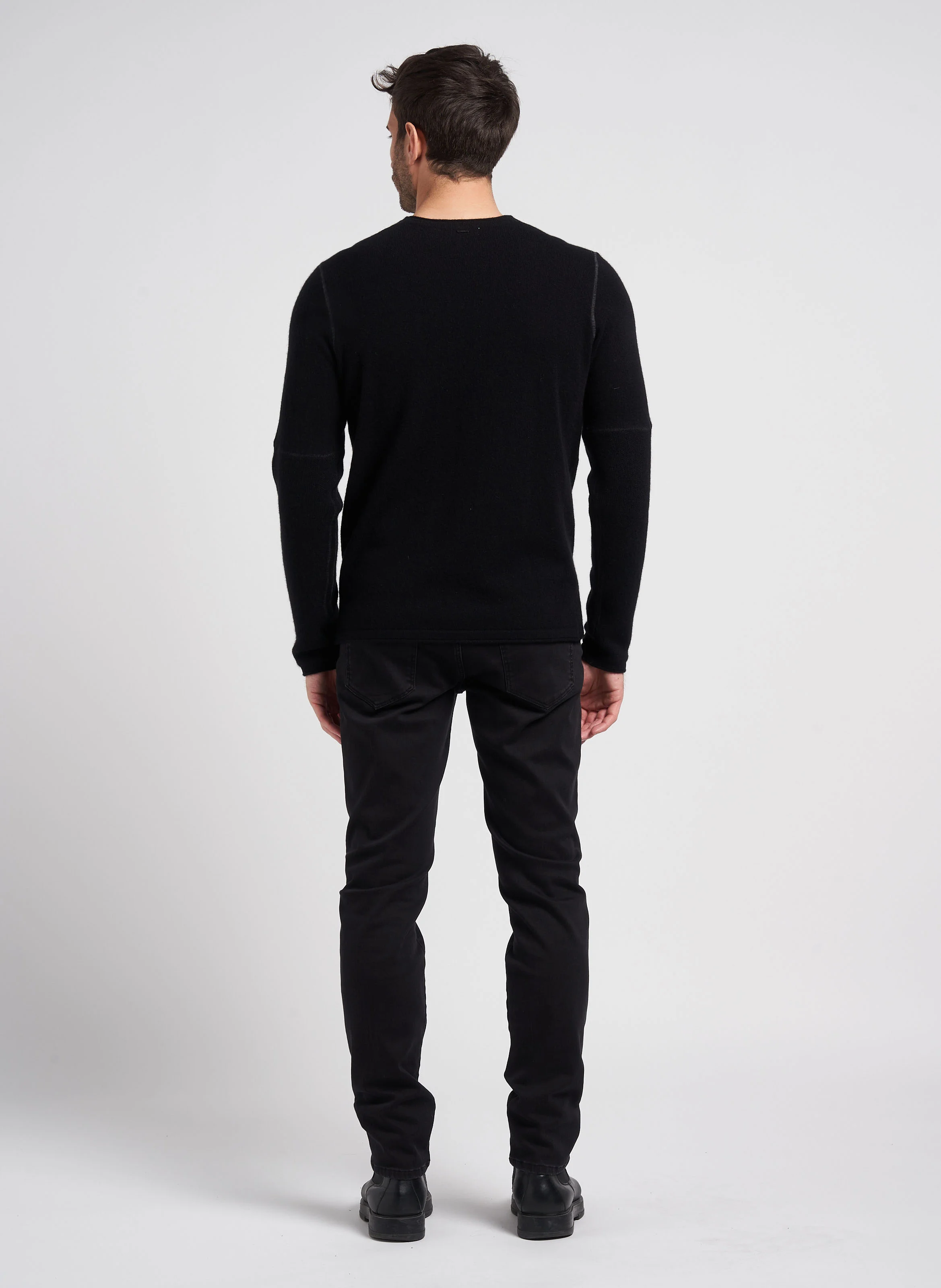 Pull col rond en cachemire| Noir