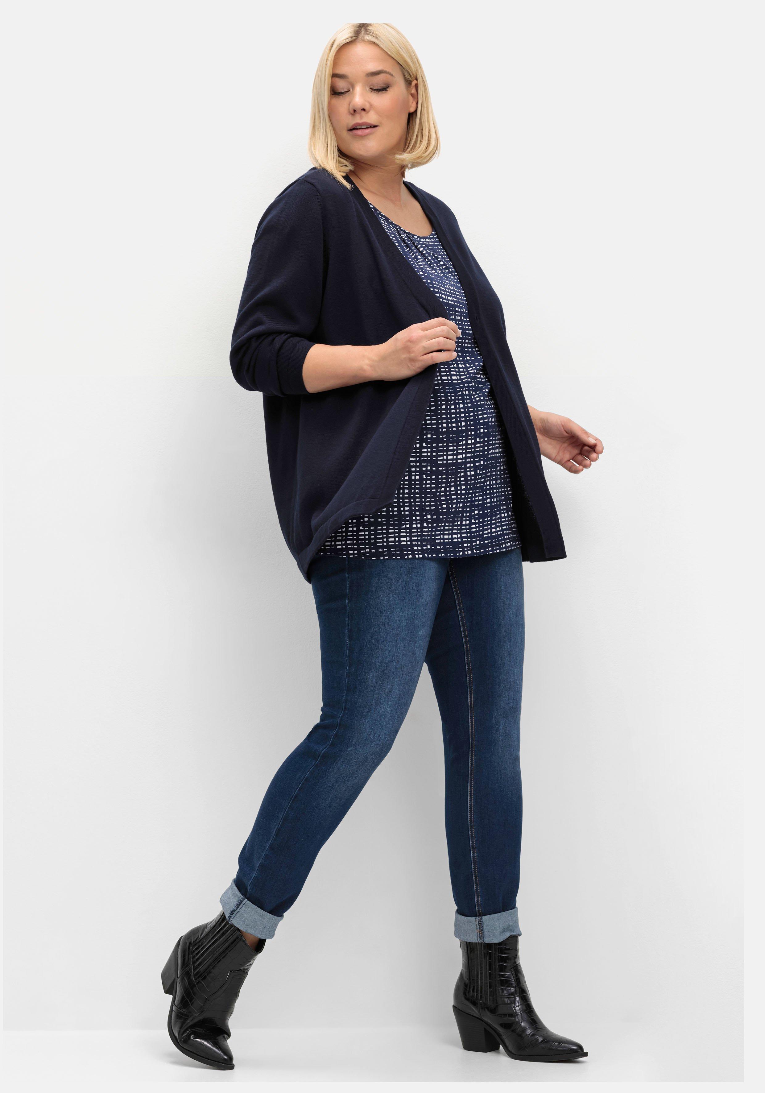 Leichte Feinstrickjacke mit 1-Knopf-Verschluss