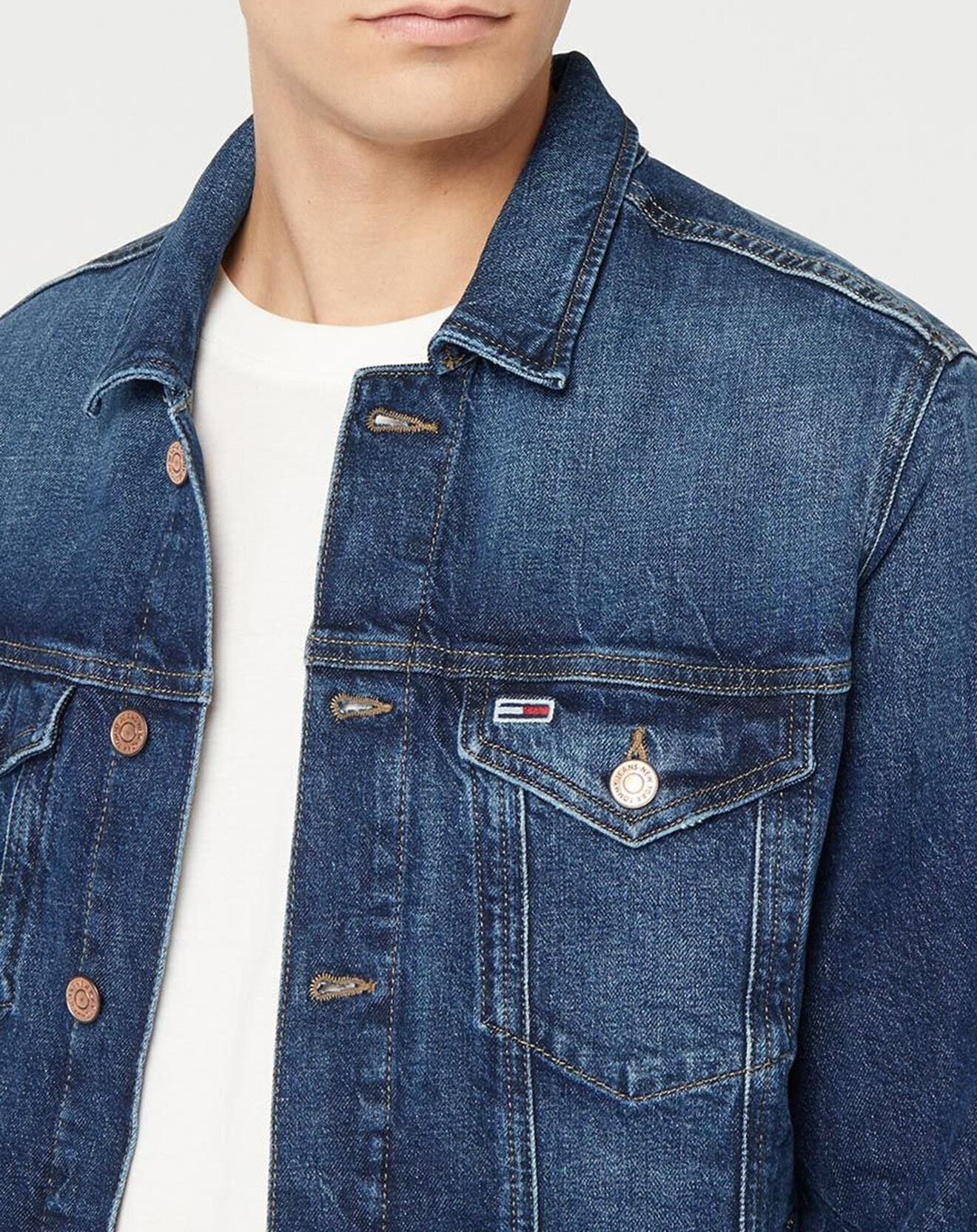Tommy Jeans Veste en Jean Trucker Regular bleu foncé