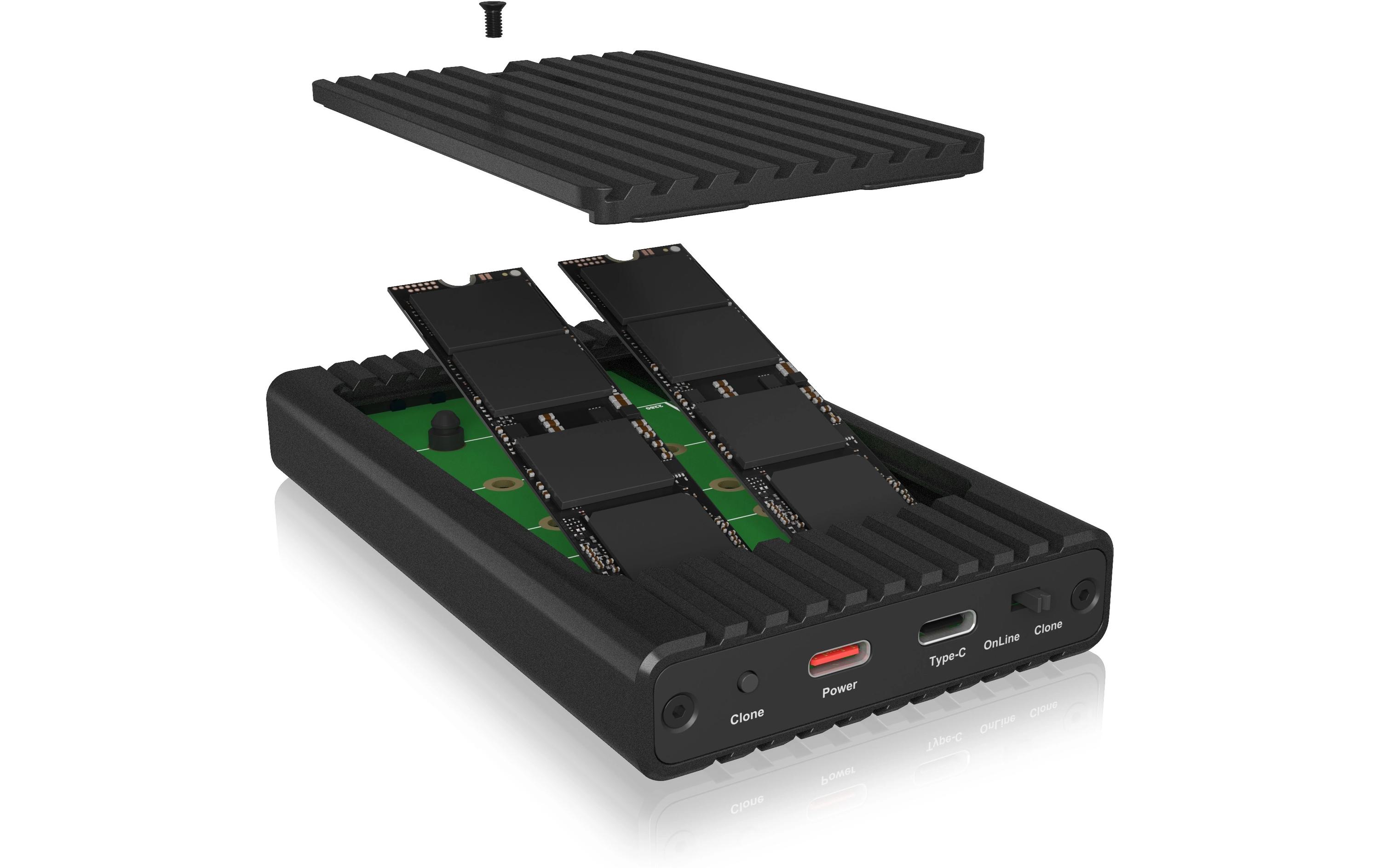 Docking- und Klonstation IB-2817MCL-C31Gehäuse für zwei NVMe SSDs mit Klonfunktion
