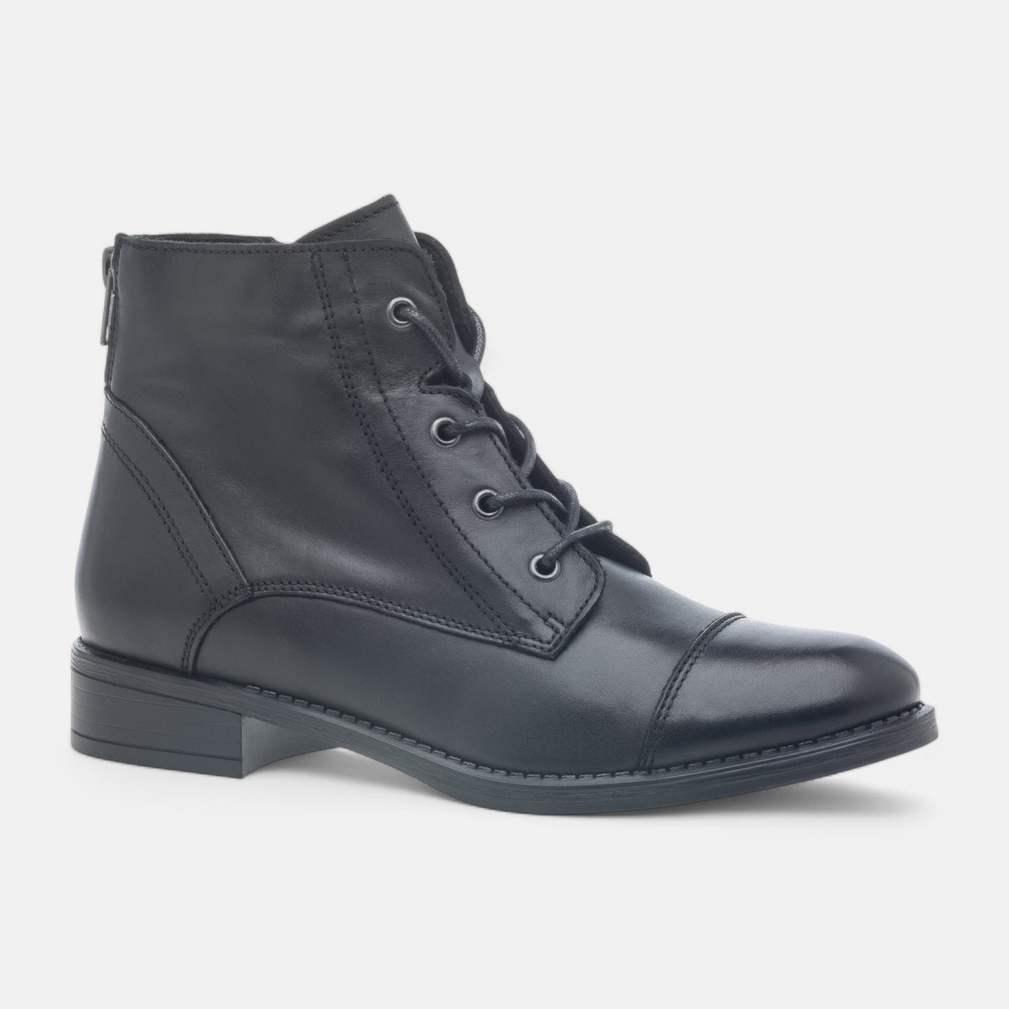 Bottines à lacets Femme en cuir noir