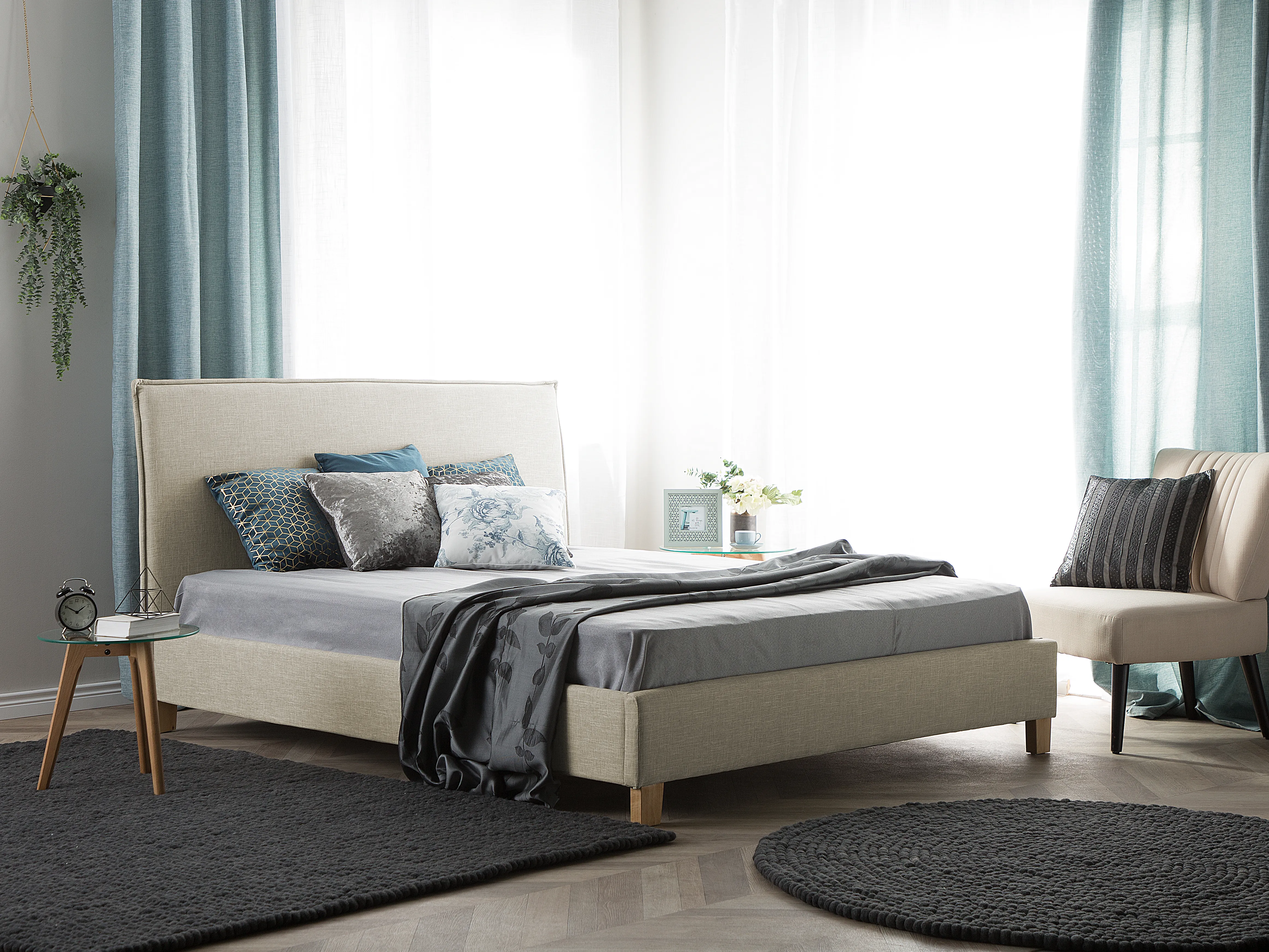 Bed Stof SENNEZ 140 x 200 cm Beige