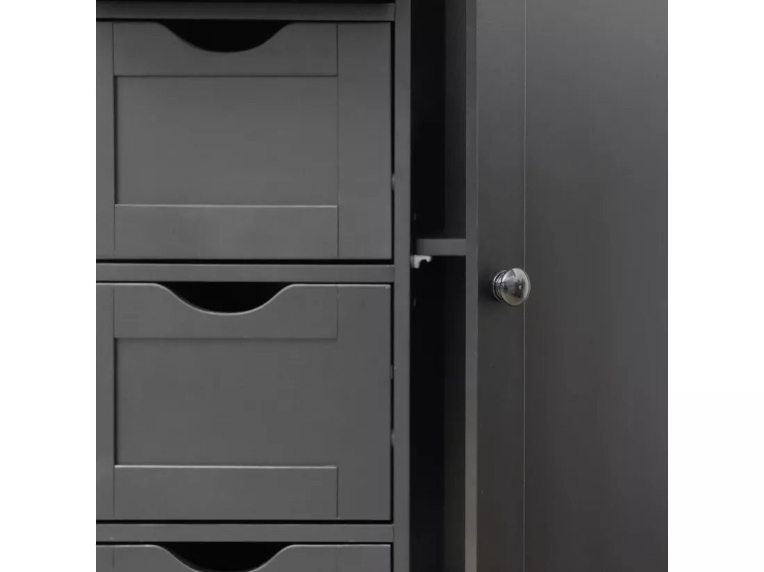 Meuble de salle de bain avec 4 Tiroirs et 1 Porte en bois noir