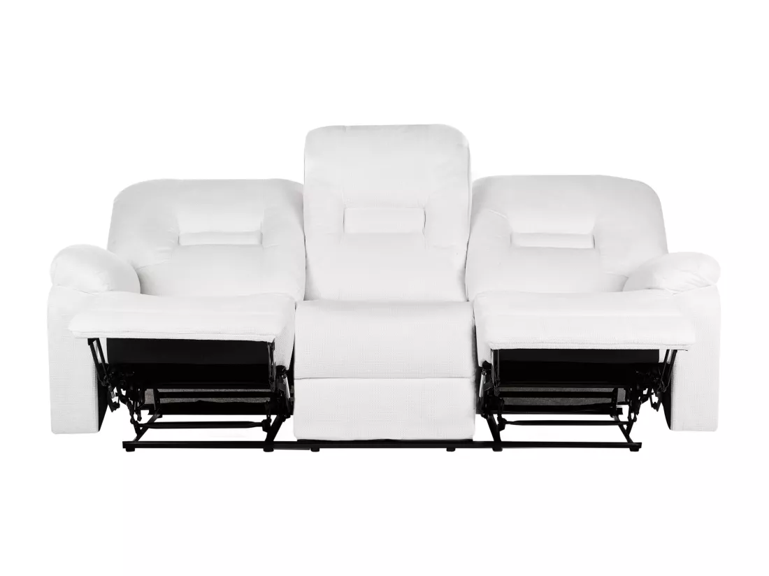 Canapé inclinable manuellement 3 places en tissu blanc BERGEN