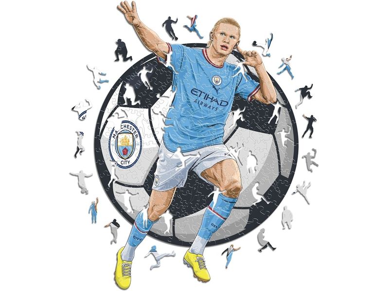 Iconic Puzzle Man City FC – Erling Haaland Offizielles Holzpuzzle, Grösse M
