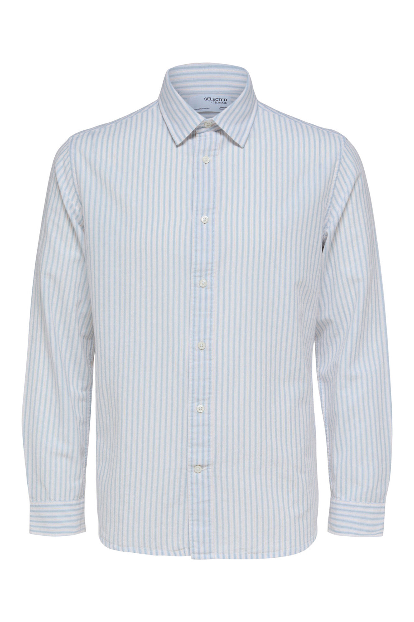 Camisa de manga comprida em algodão orgânico - Azul