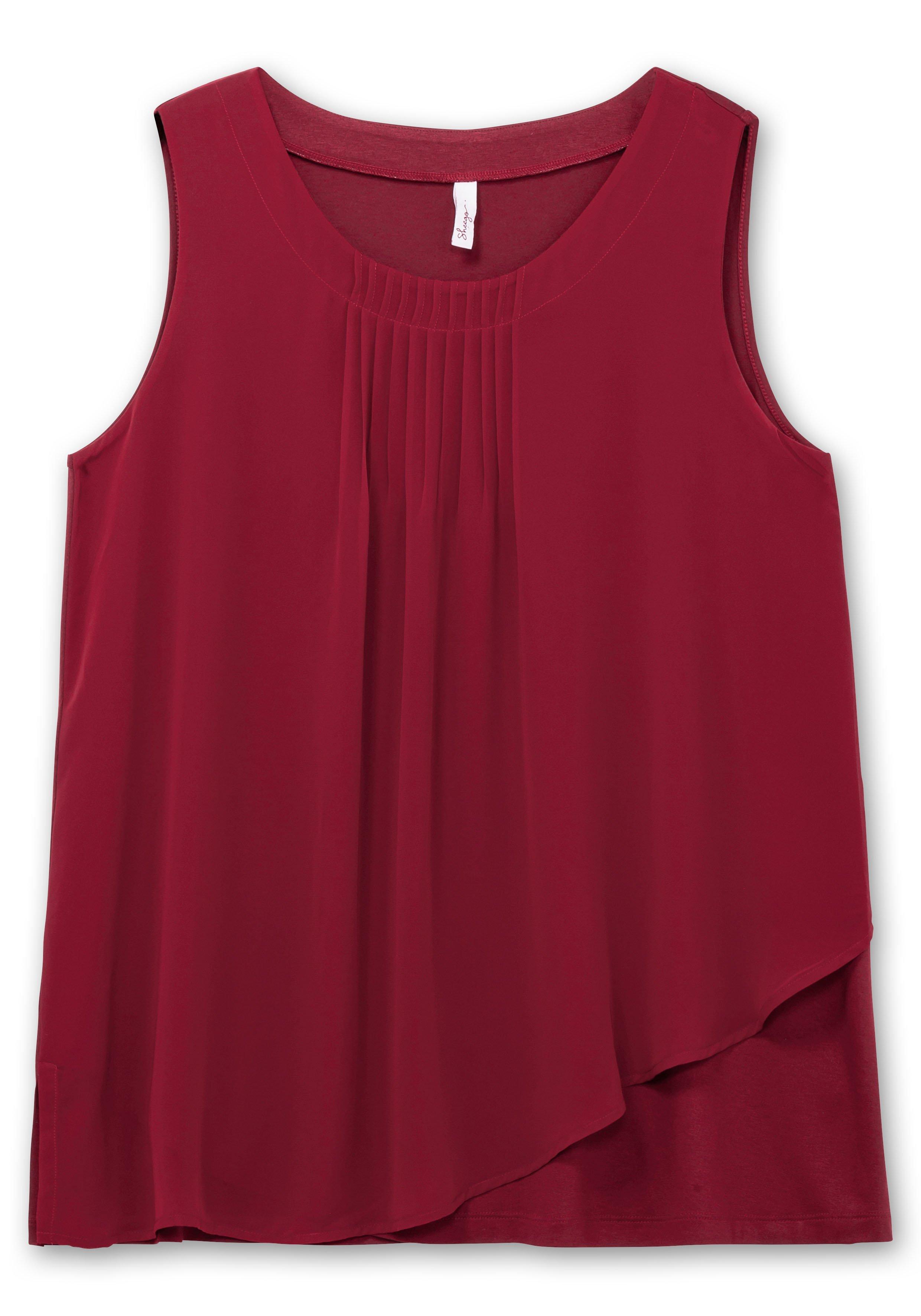 Doppellagiges Top aus Chiffon und Jersey