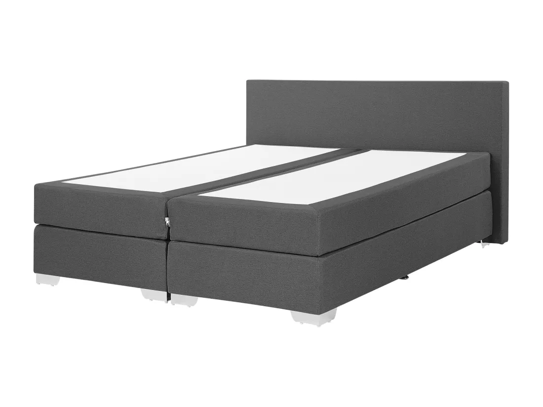 Lit Boxspring Tissu PRESIDENT 160 x 200 cm Gris foncé