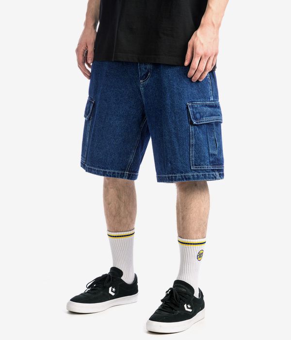 Obey Bigwig Denim Cargo Shorts (stone wash indigo)