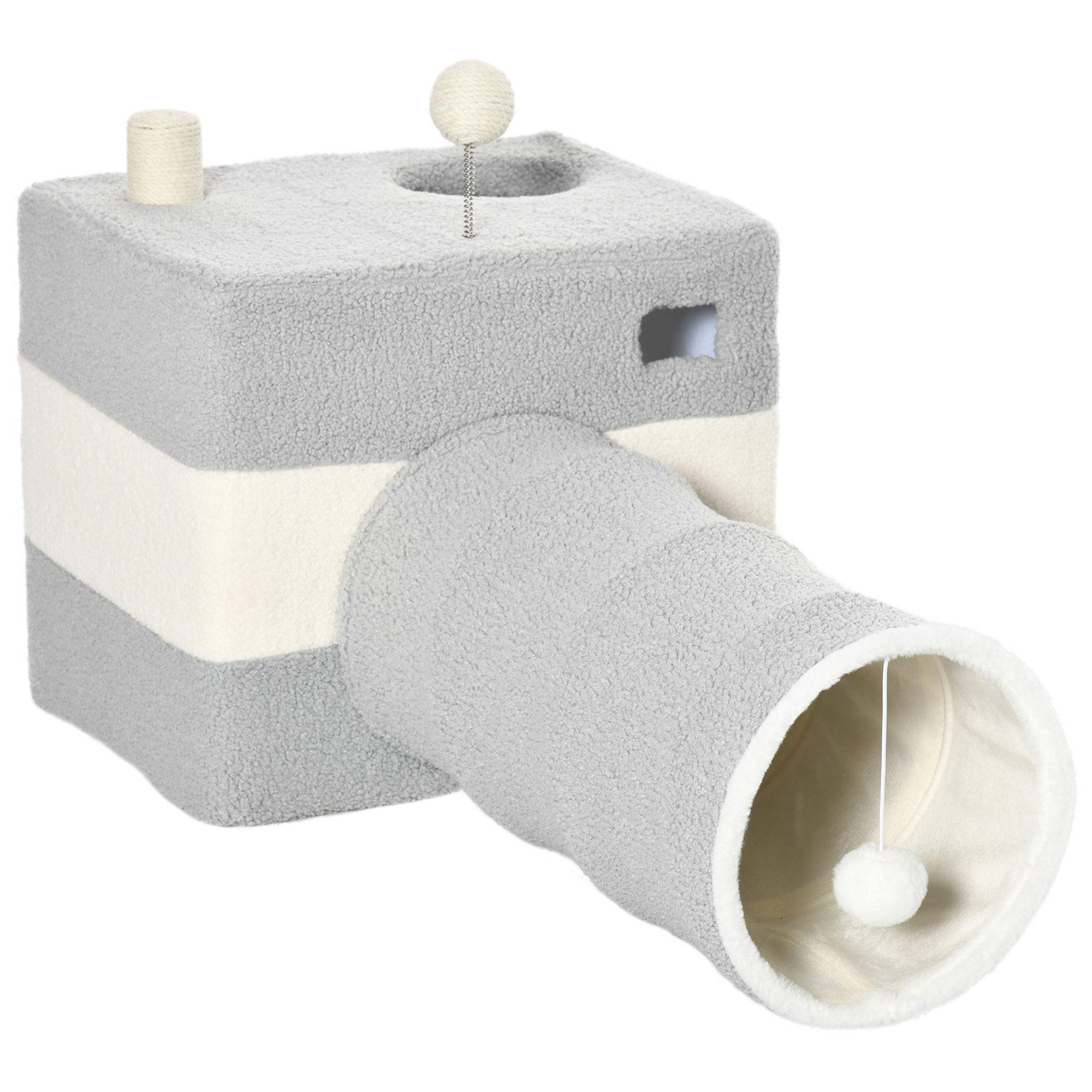Túnel para Gatos PawHut com Tubo de Brinquedo para Animais de Estimação em Formato de Caverna