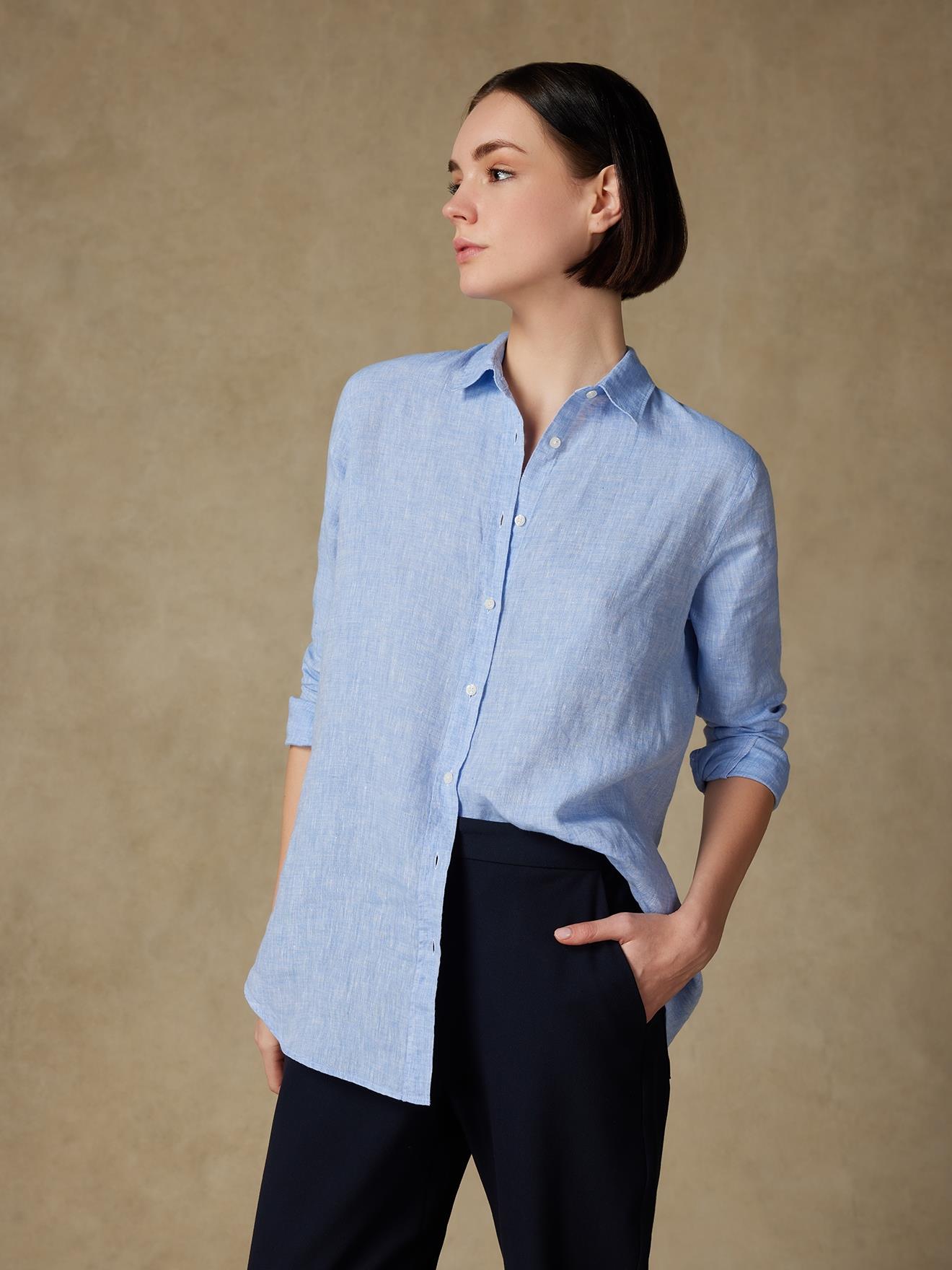 Chemise Justine en lin ciel