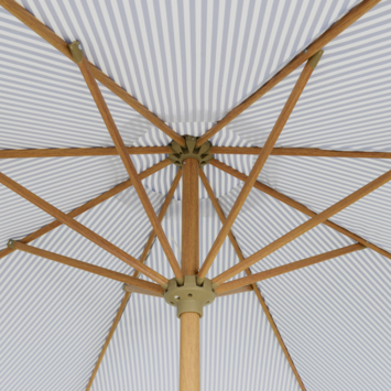 Parasol strand blauw/wit streep met franjes Ø 250 cm