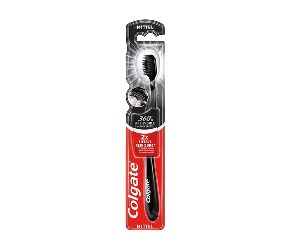 Colgate 360° Aktivkohle Mittel Zahnbürste Optimale Zahnzwischenraumreinigung