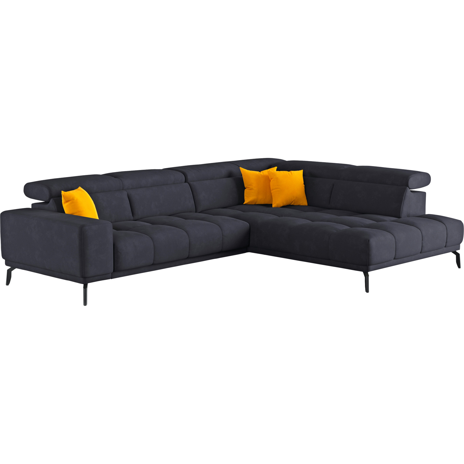 Ecksofa Jamba Stoff schwarz, Ottomane rechts
