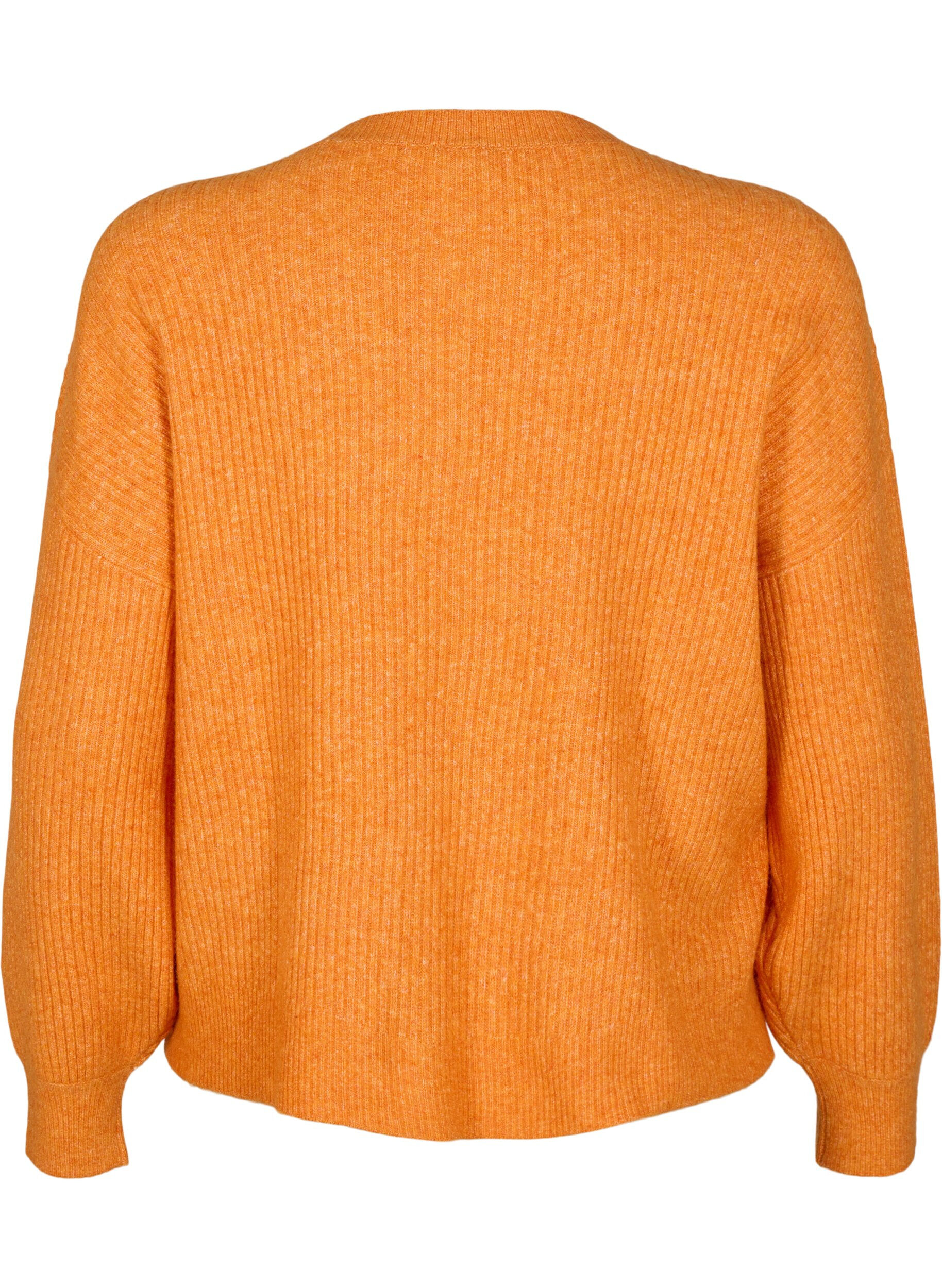 Ribstrikket cardigan med knapper