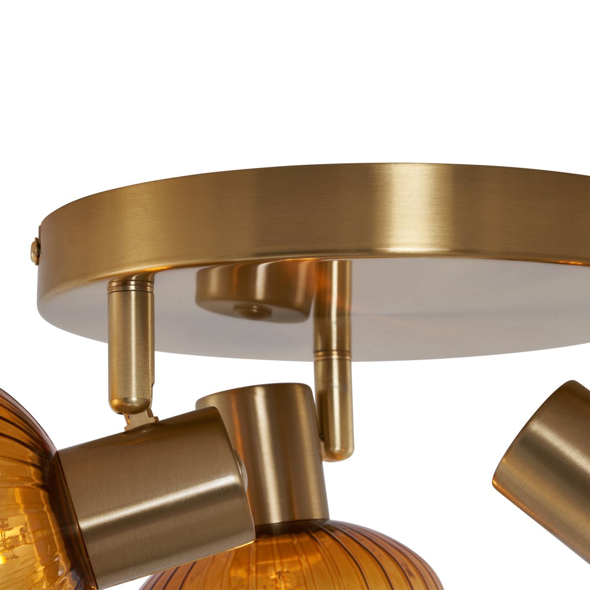 Moderne plafondspot goud met amber glas rond 3-lichts - Teddy