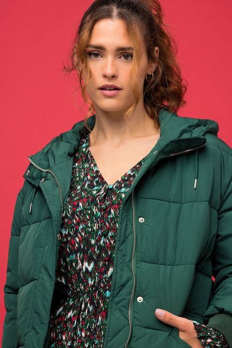 Steppjacke, oversized, Kapuze, 2-Wege-Zipper