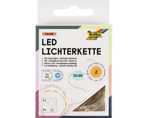 LED-lichtsnoer 220 cm, 2 stuks met elk 20 LED's, op batterijen