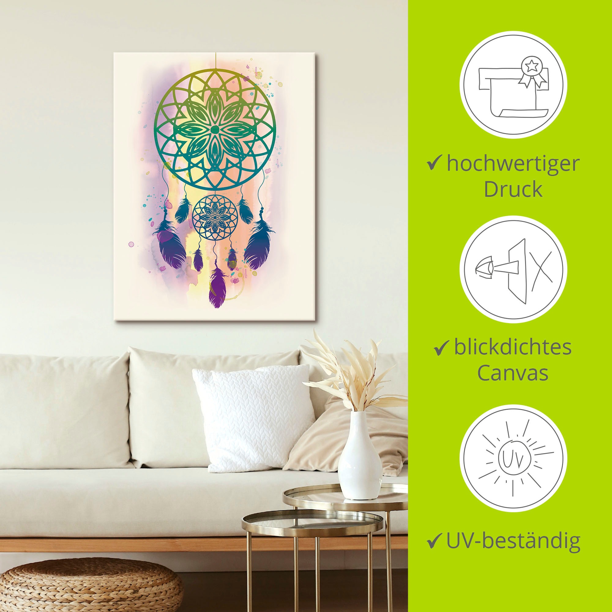 Artland Leinwandbild »Traumfänger Wasserfarbe« Muster 1 Stk. tlg. als Leinwandbild, Poster, Wandaufkleber in verschied. Grössen