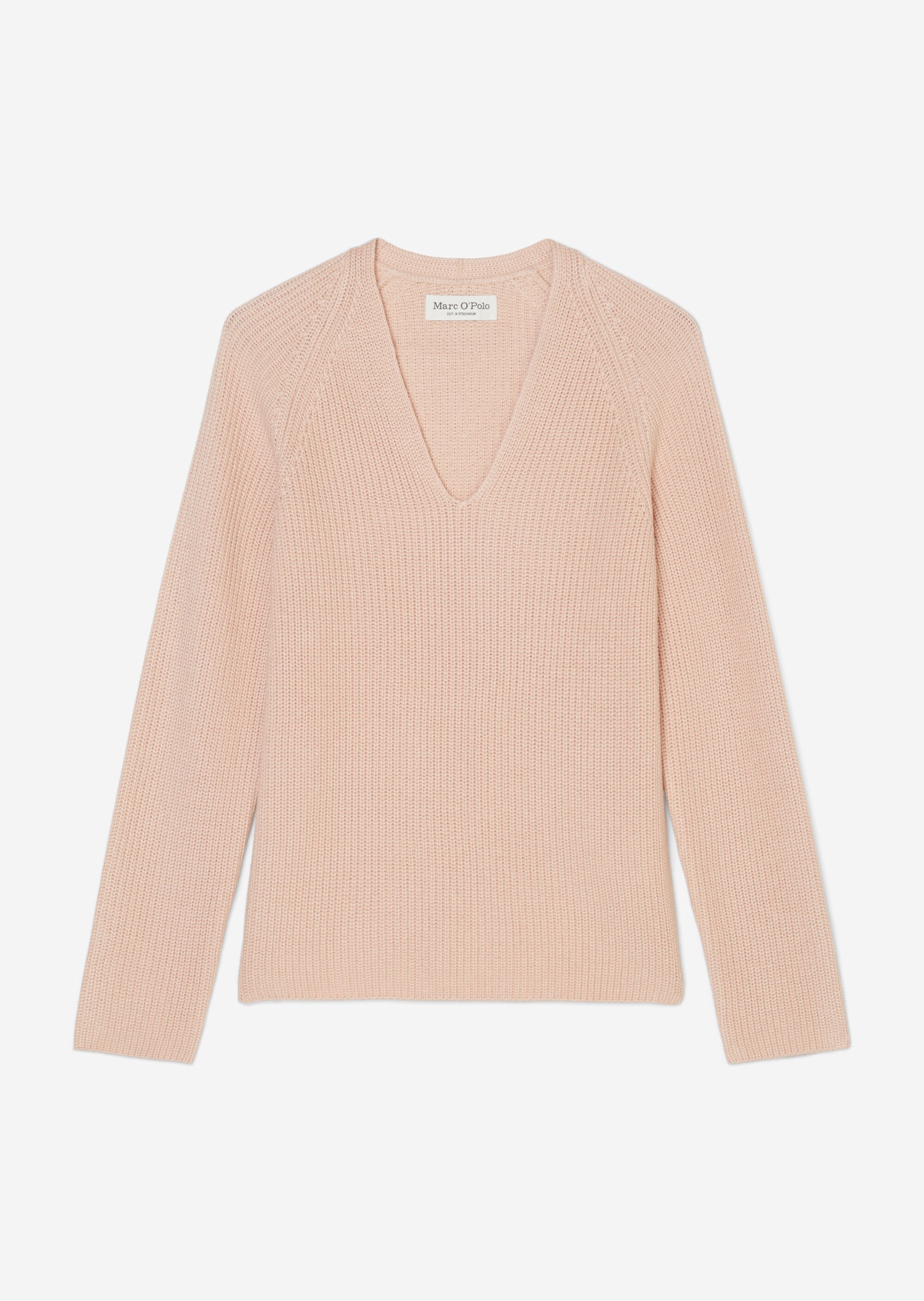 V-Neck-Strickpullover relaxedaus schwerem Baumwoll-Garn