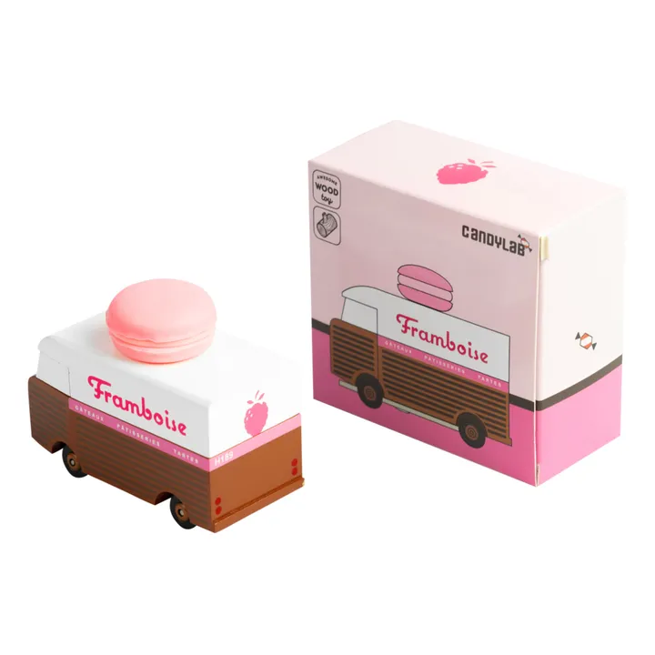Candylab Voiture Macaron framboise en bois