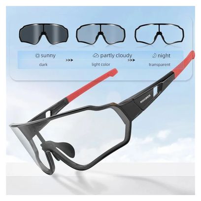 Lunettes de cyclisme photochromiques polarisées  anti-vent - rouge