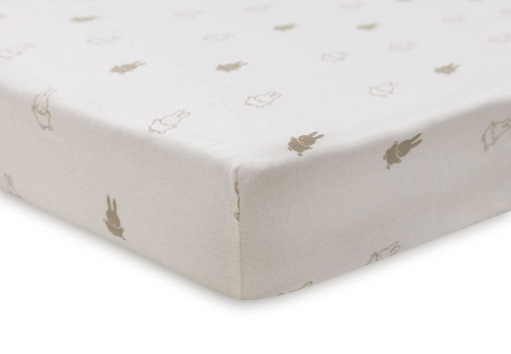 katoenen jersey ledikant hoeslaken 60x120cm Happy Miffy - Olive Green