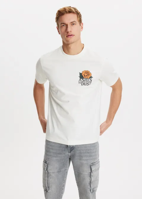 T-shirt met print roos off-white (WIT.O)