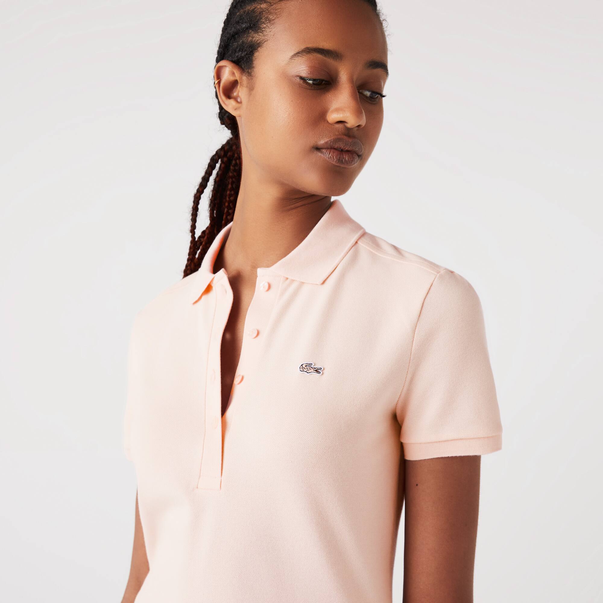 Polo Lacoste x Club Med en coton uni Manches Courtes - Rose - Lacoste - Femme