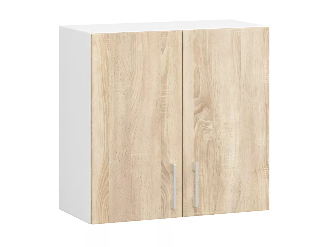 Armoires de cuisine haute AKORD W60 LIMA Blanc 60 cm 2 portes façade Chêne Sonoma 2 étagères 60x30,5x58 cm