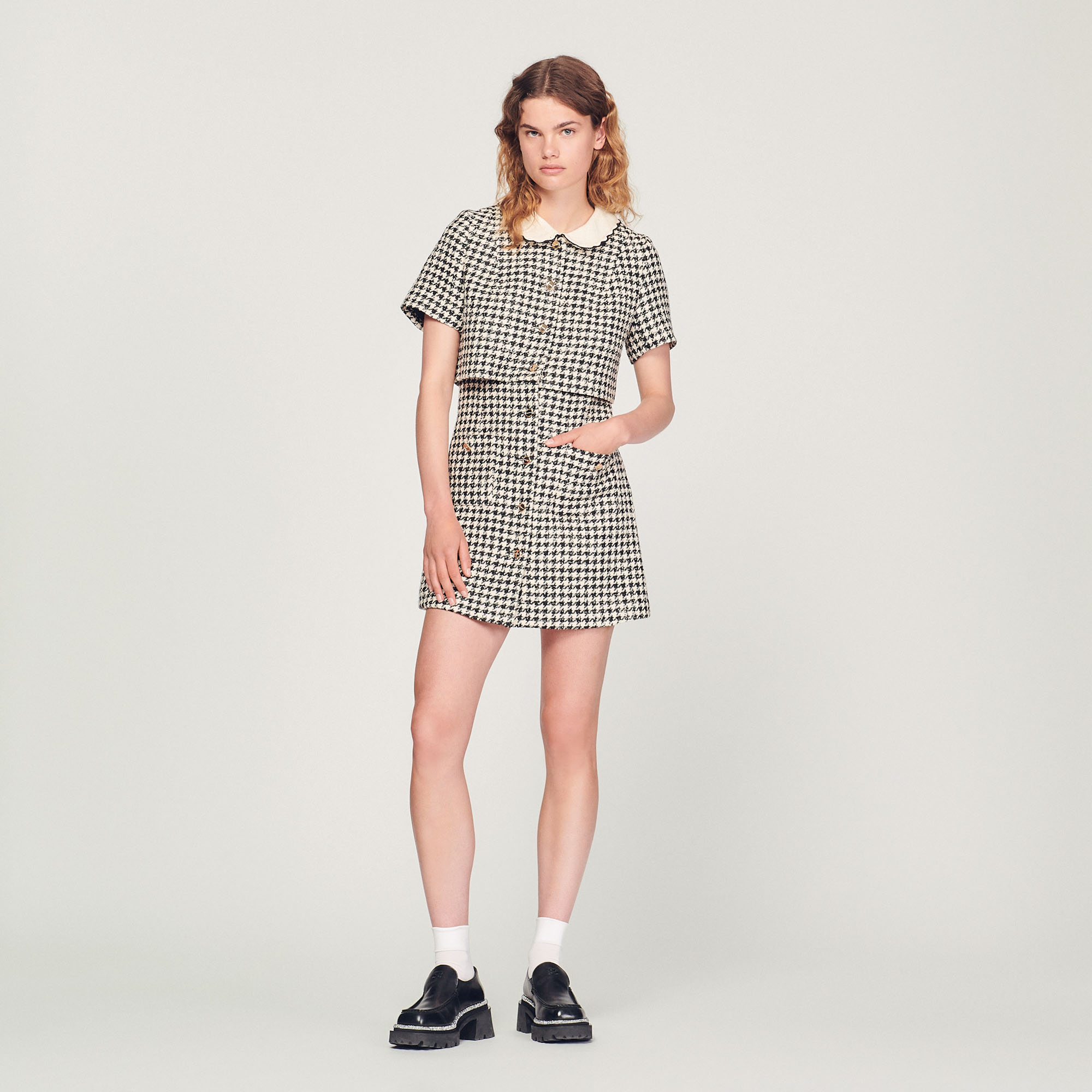 Robe trompe l'œil en tweed