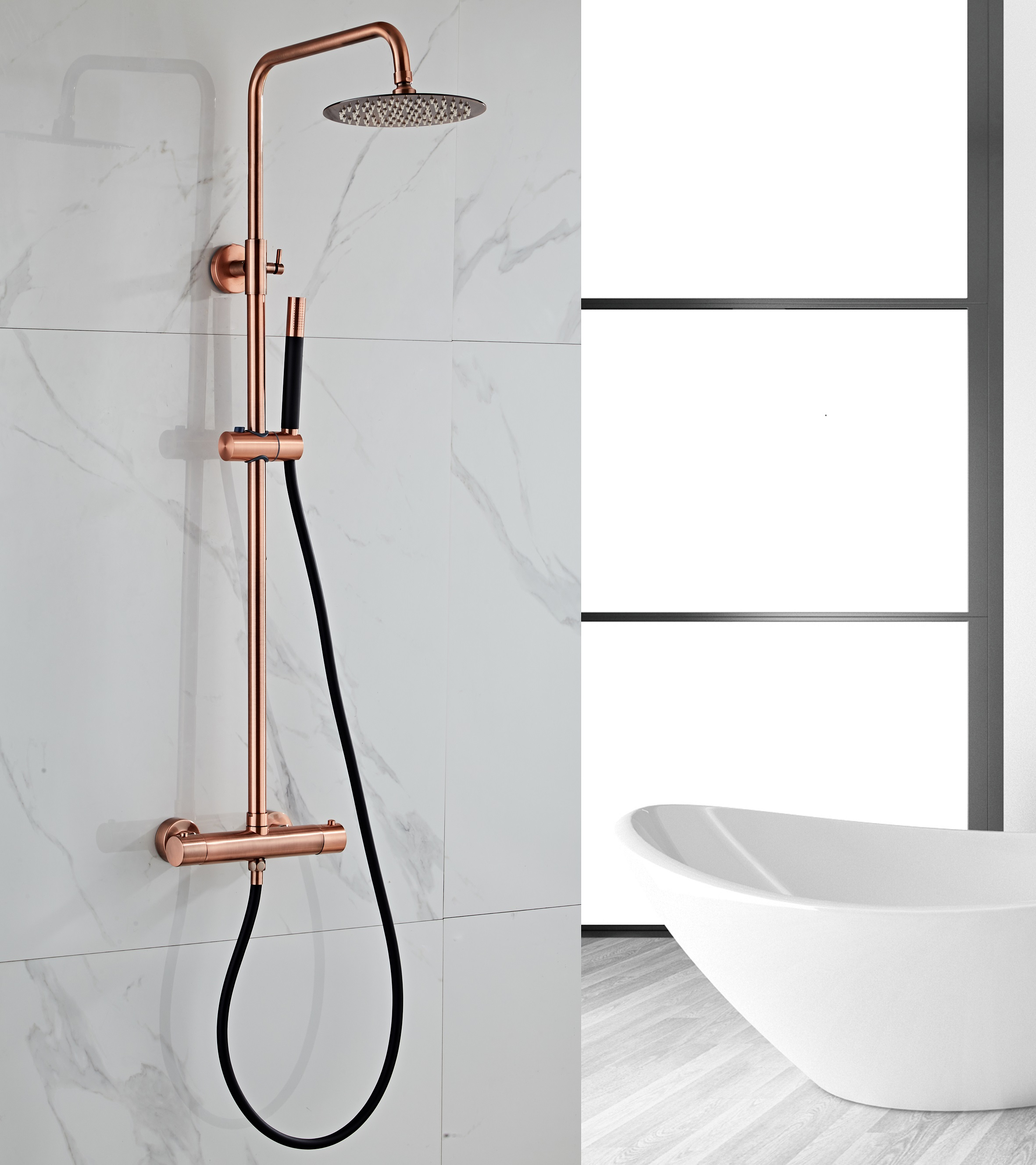 Saniclear Copper Pro opbouw regendouche 20cm hoofddouche zwart koper