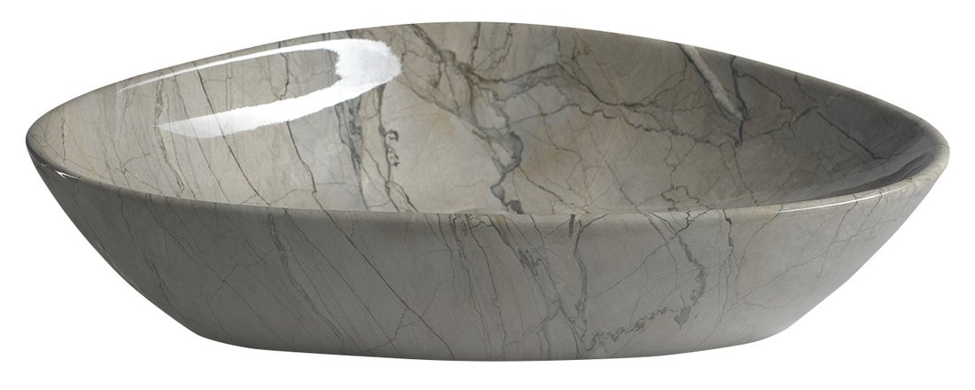 Sapho Dalma keramische waskom grijs marmer structuur 58x39x14cm