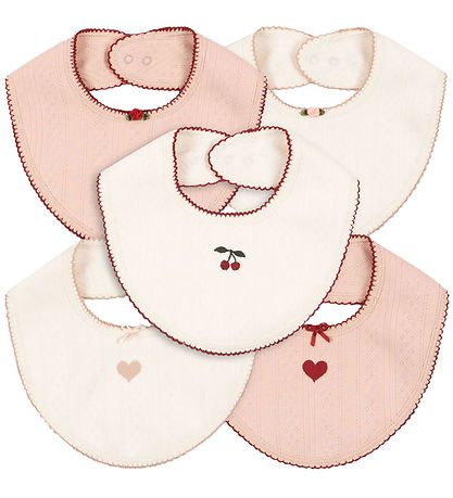 Konges Sløjd Babylätzchen - 5er-Pack - Minna - Rose/White Mix