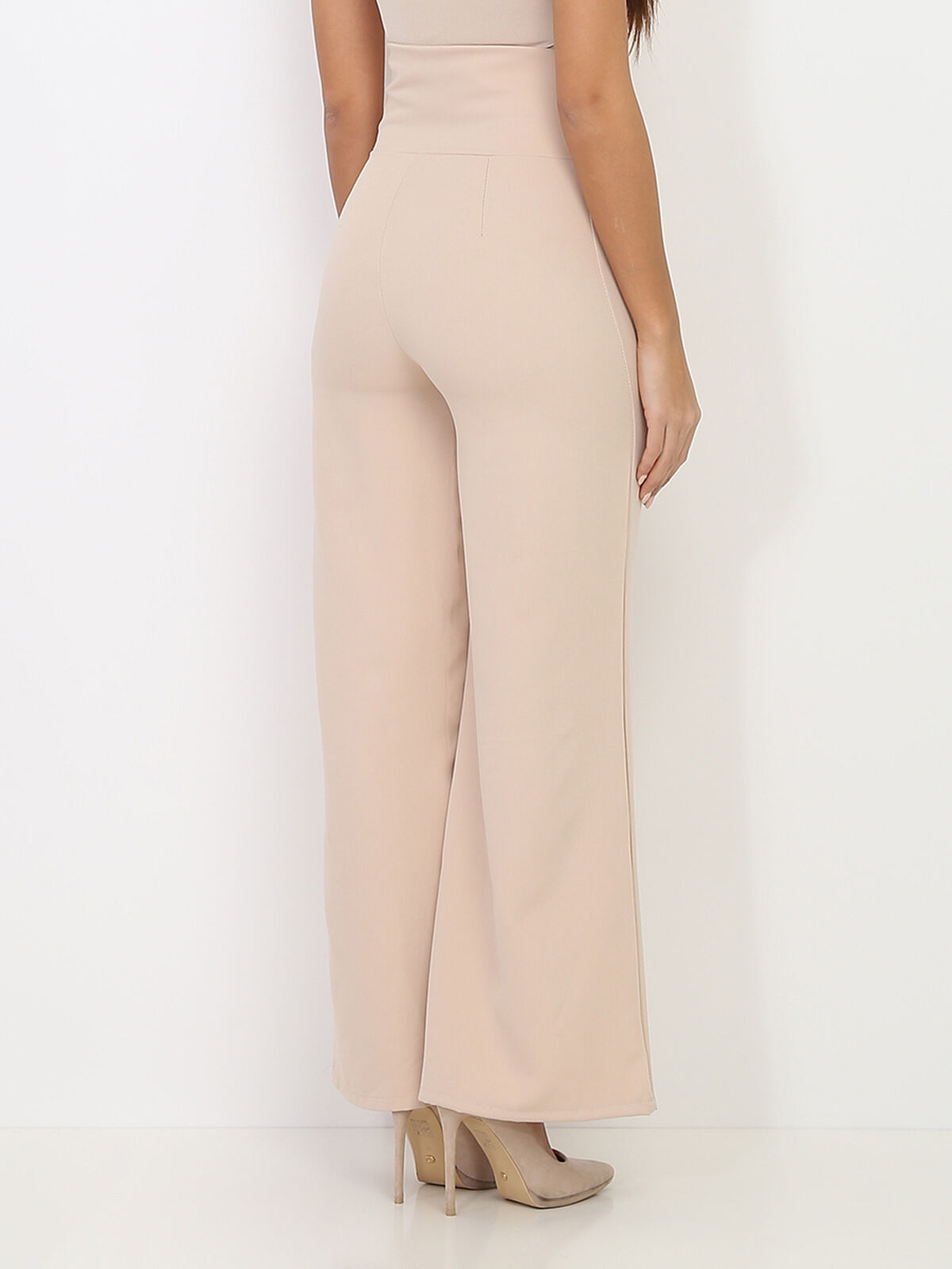 Pantalon palazzo à boutons- Beige