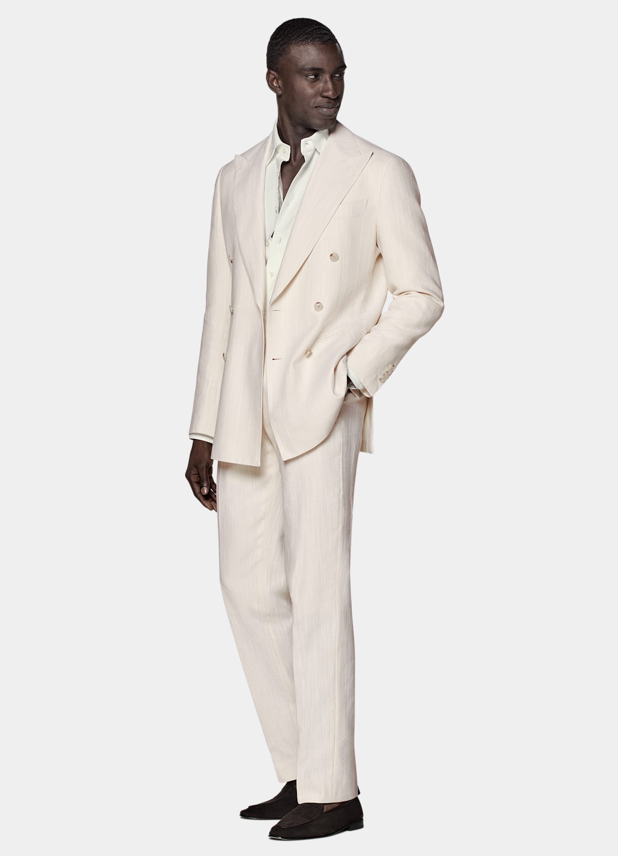 Costume Havana coupe Tailored blanc cassé à rayures