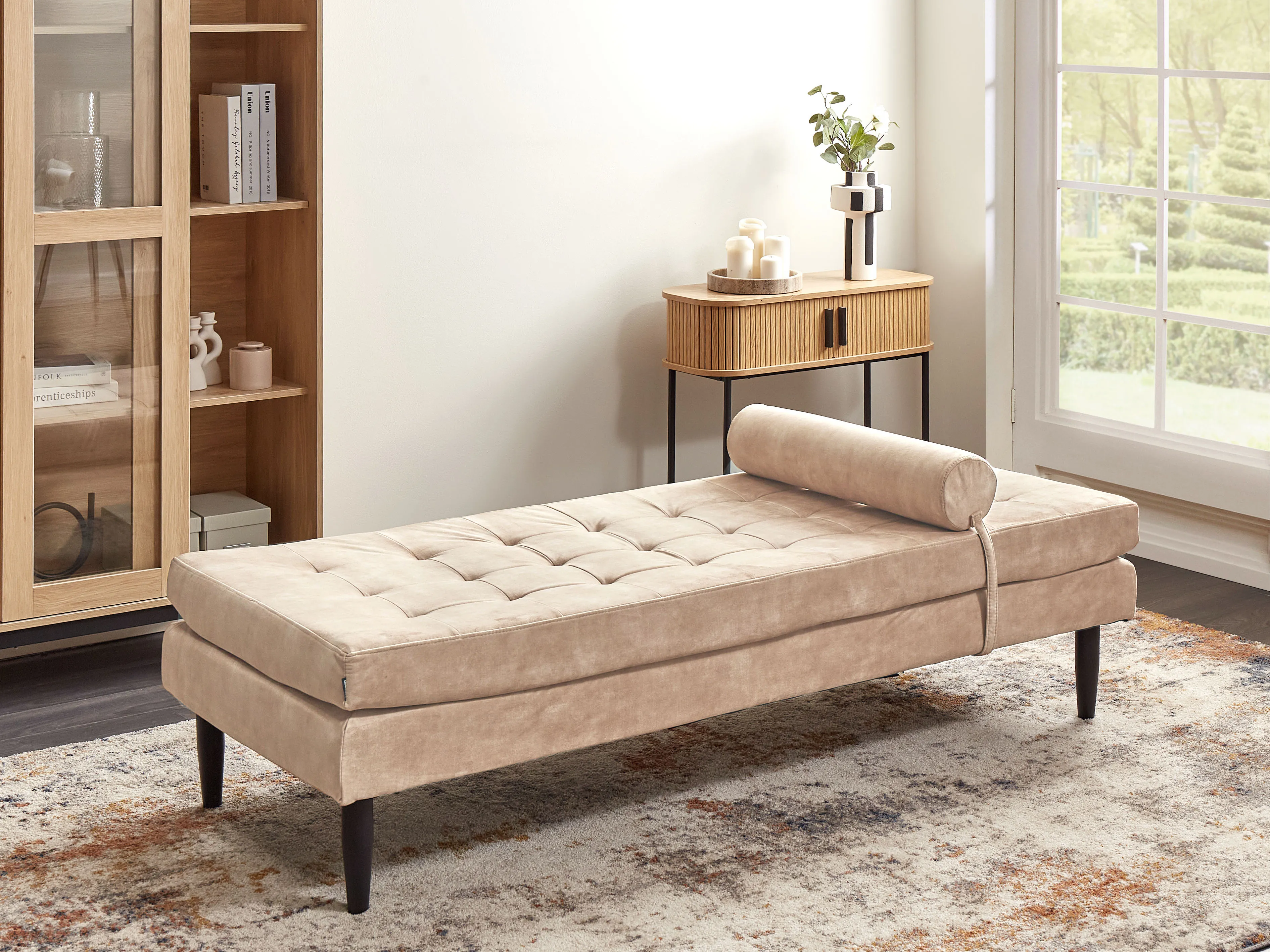 Chaise longue USSEL Fluweel Beige