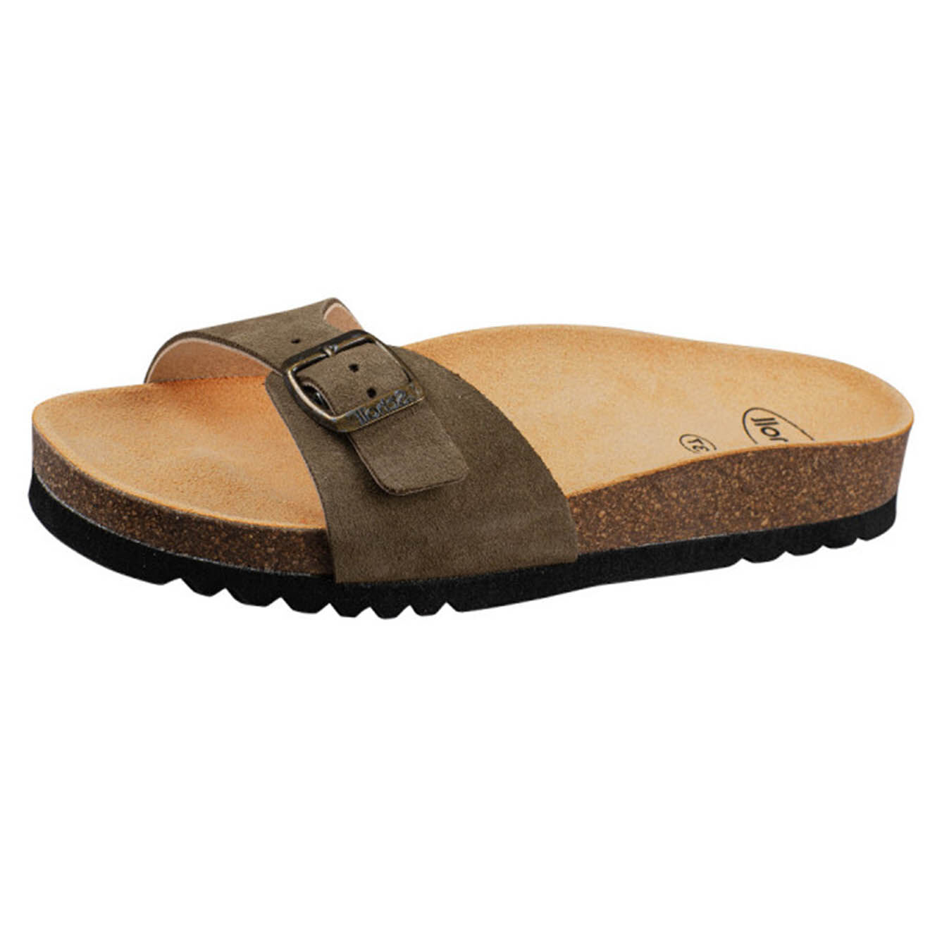 Scholl Mules en Velours de Cuir Estelle kaki