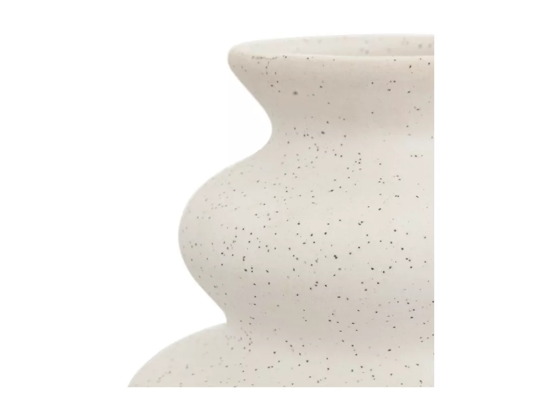 Vase en céramique mouchetée Blanc sable H 20 cm