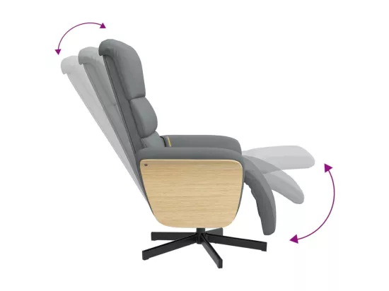 Fauteuil inclinable massant et repose-pieds gris clair tissu
