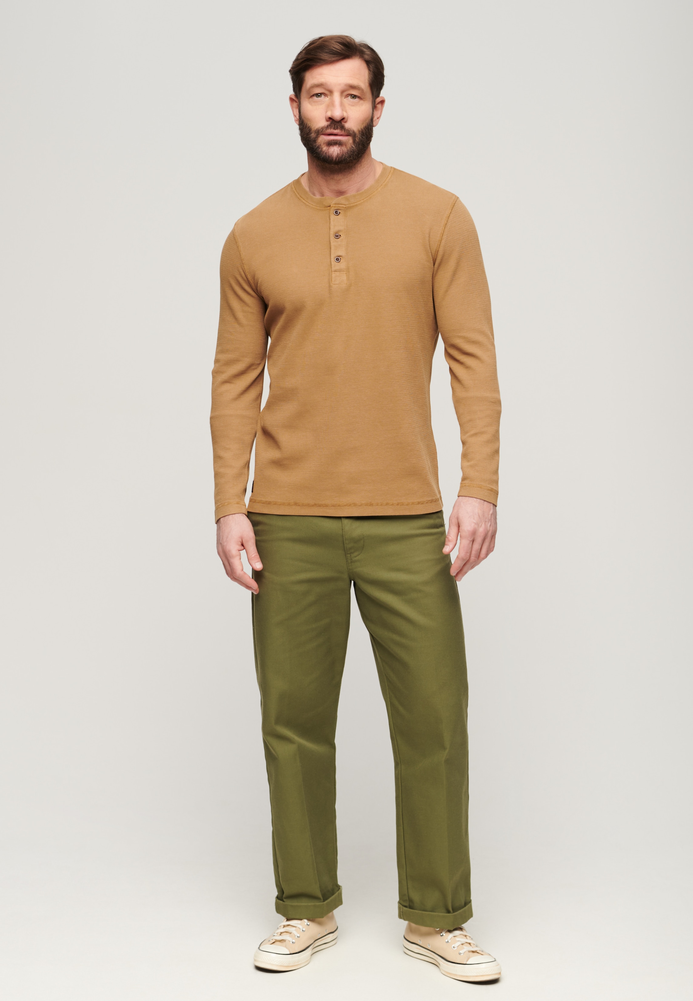 Superdry Langarmshirt »WAFFLE LONG SLEEVE HENLEY TOP«