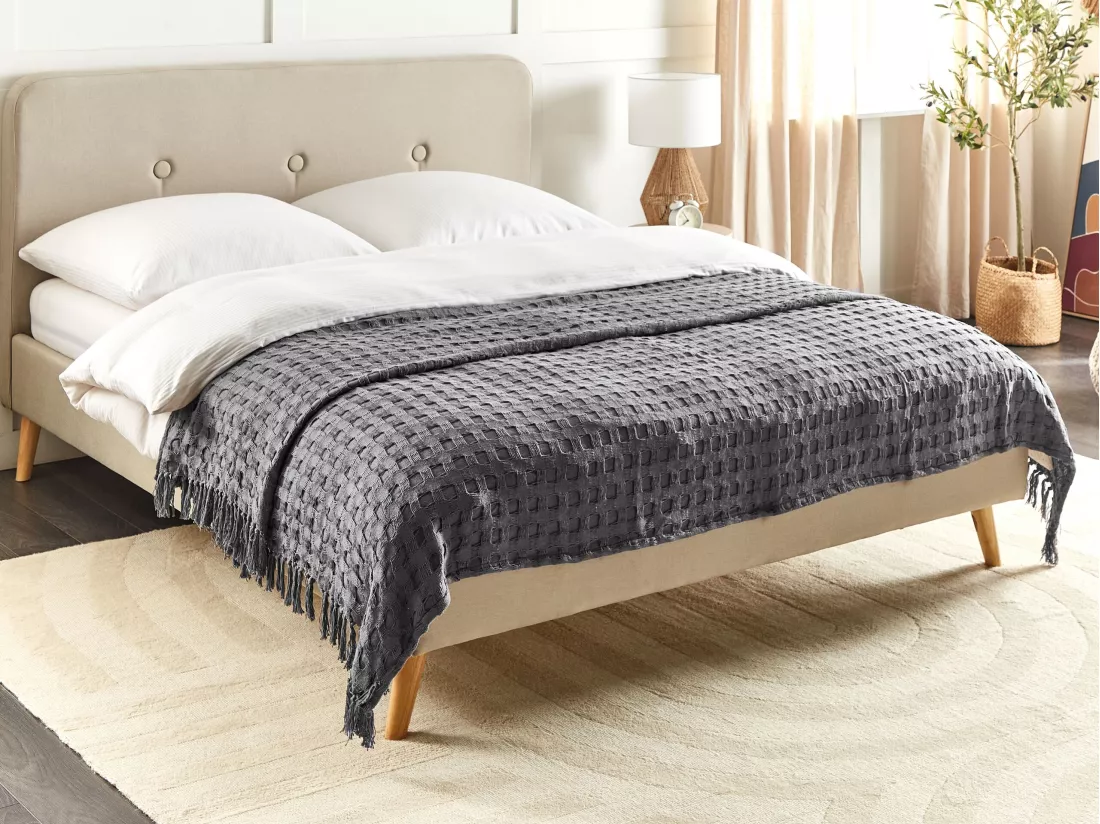 Couvre-lits BERE Coton 200 x 220 cm Gris foncé